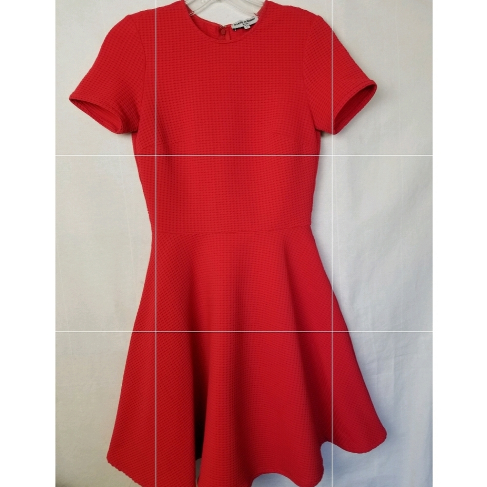 Opening Ceremony Clos Textured Dress Cherry Red Short Sleeves Size Small - Picture 4 of 15